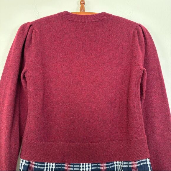 Veronica Beard Jensen Puff Sleeve Cashmere Tunic Sweater Size XS/S in Burgundy - Picture 10 of 11